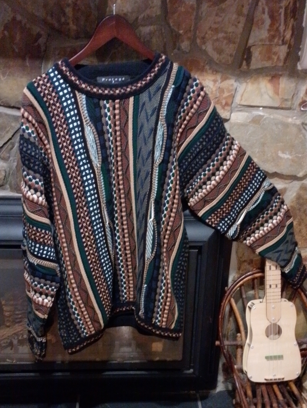 Protege Collection BrilliantBold 3D Multicolor Striped Knit Sweater  Coogi Style